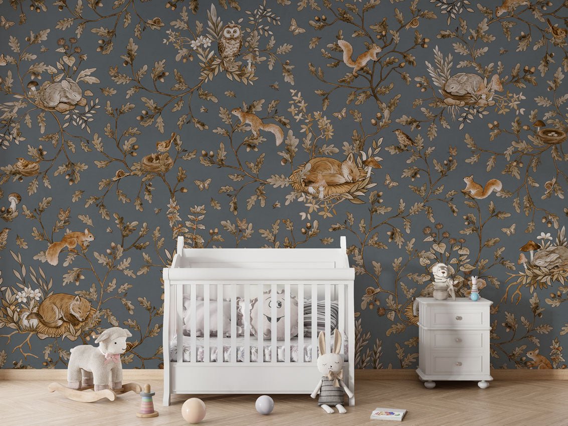 Wallpaper - Playful Woods - Vintage - Blue (Pre - Order) - LPM Home