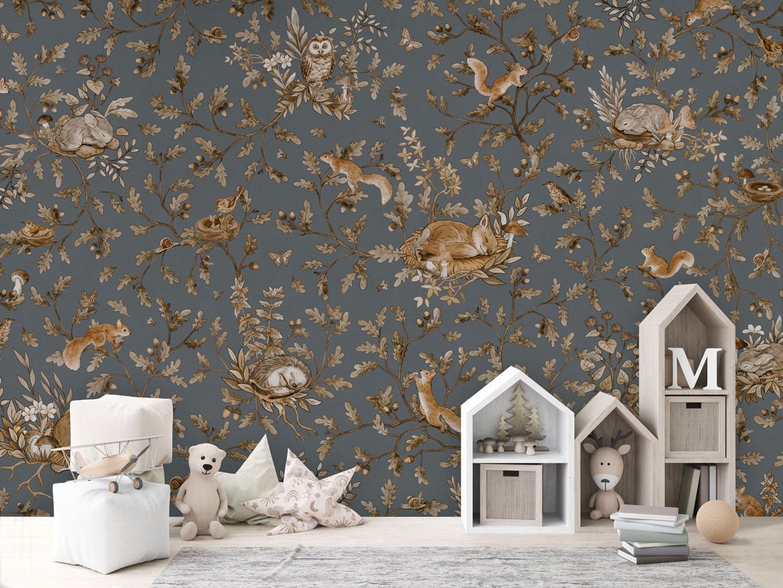 Wallpaper - Playful Woods - Vintage - Blue (Pre - Order) - LPM Home