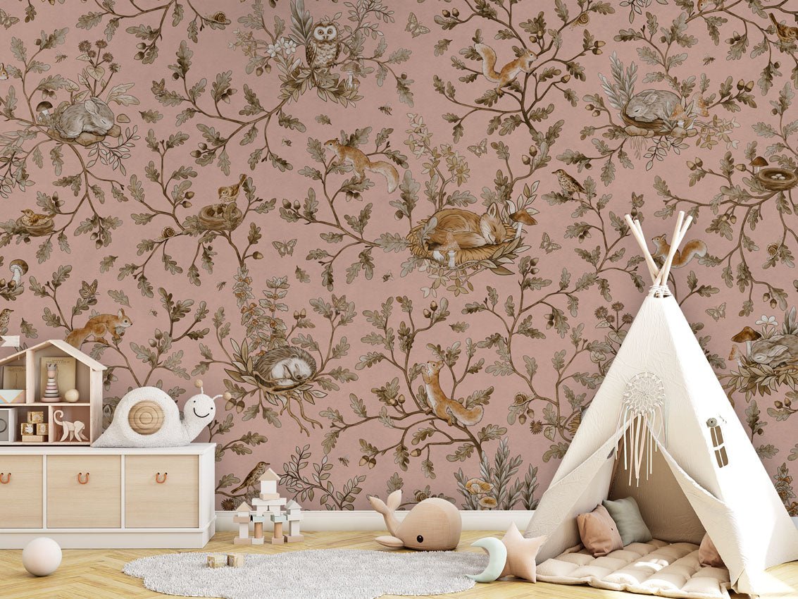 Wallpaper - Playful Woods - Vintage - Pink (Pre - Order) - LPM Home