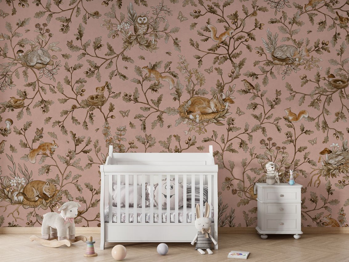 Wallpaper - Playful Woods - Vintage - Pink (Pre - Order) - LPM Home