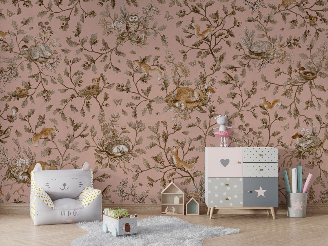 Wallpaper - Playful Woods - Vintage - Pink (Pre - Order) - LPM Home