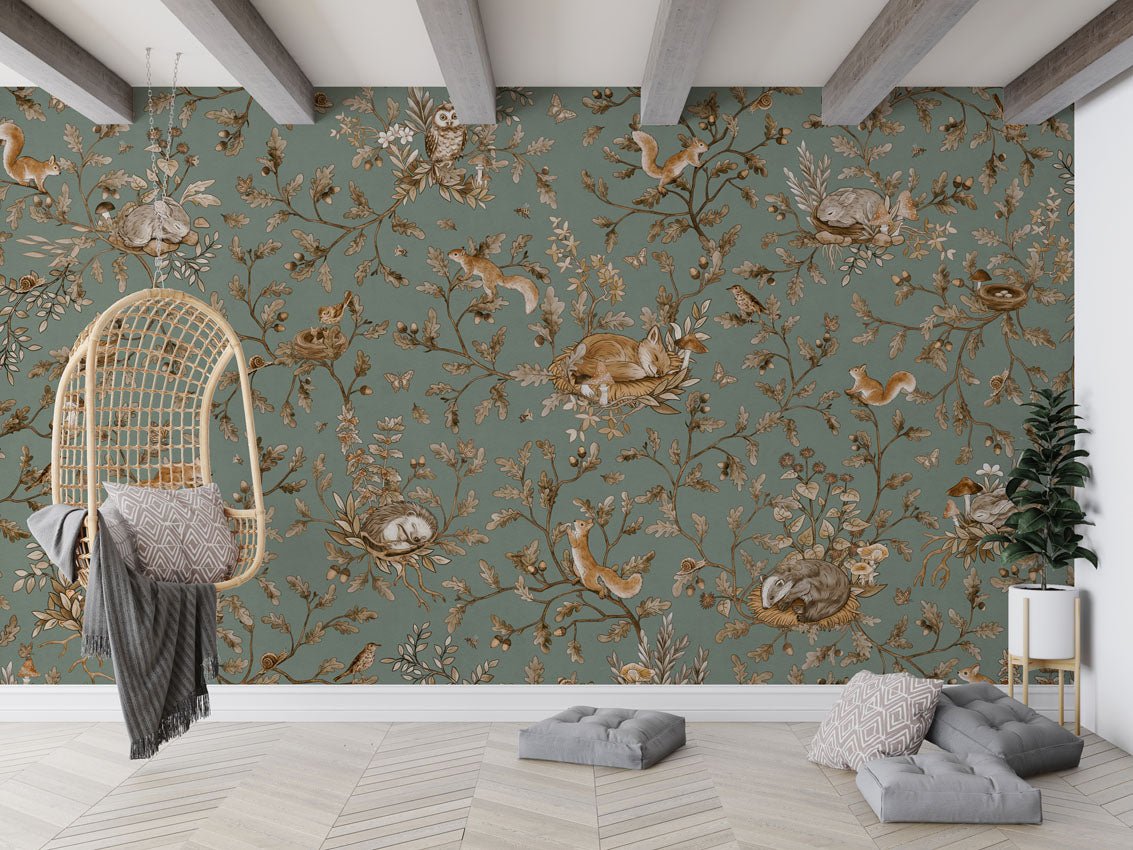 Wallpaper - Playful Woods - Vintage - Green (Pre - Order) - LPM Home
