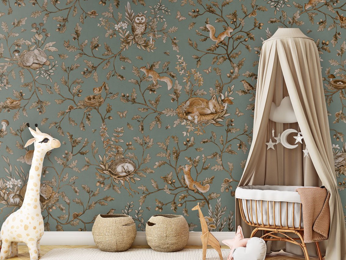 Wallpaper - Playful Woods - Vintage - Green (Pre - Order) - LPM Home