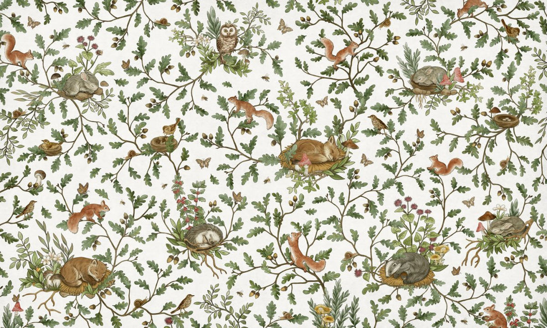 Wallpaper - Playful Woods - White (Pre - Order) - LPM Home