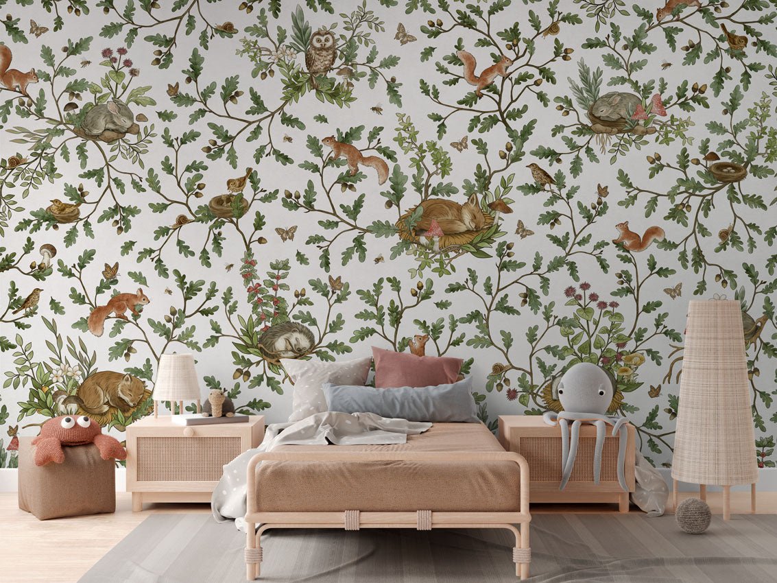 Wallpaper - Playful Woods - White (Pre - Order) - LPM Home