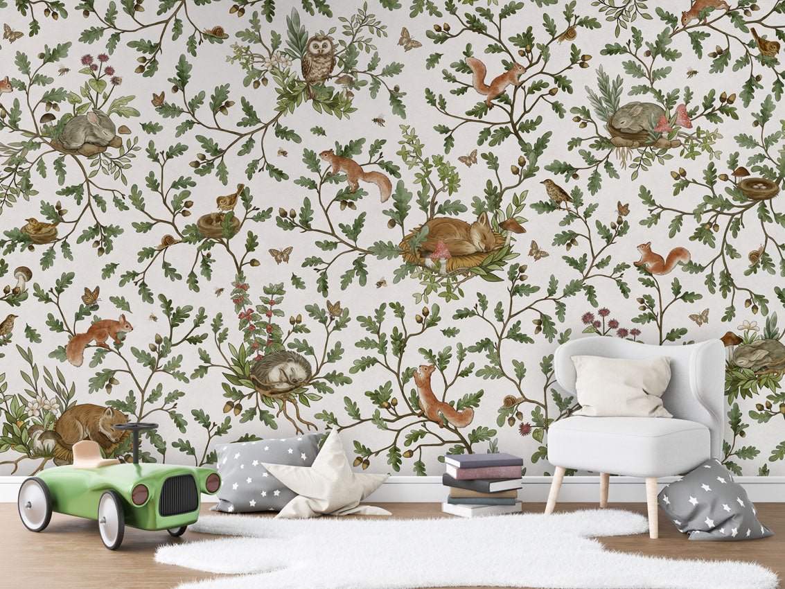 Wallpaper - Playful Woods - White (Pre - Order) - LPM Home