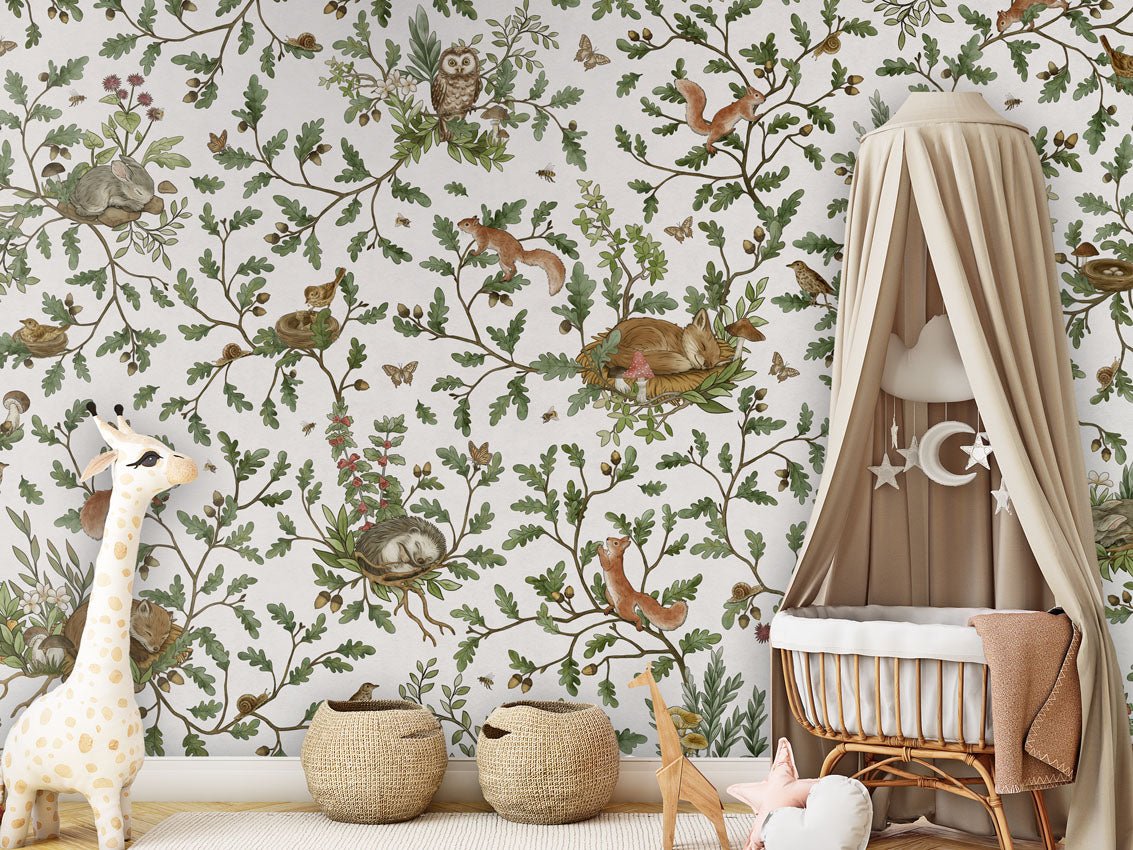 Wallpaper - Playful Woods - White (Pre - Order) - LPM Home