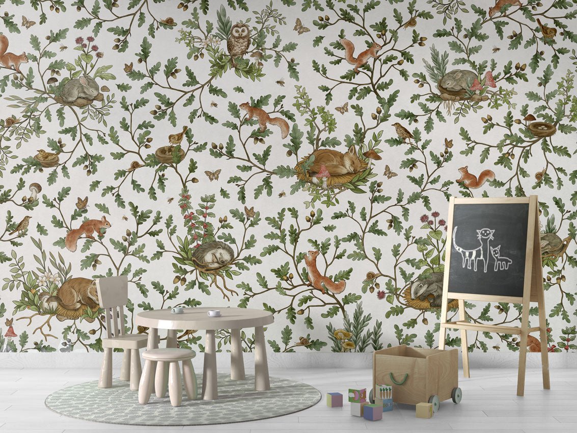 Wallpaper - Playful Woods - White (Pre - Order) - LPM Home