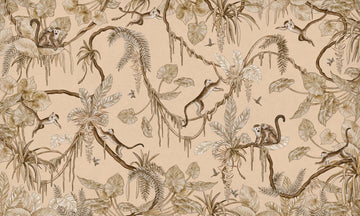 Wallpaper - Playful Monkeys - Vintage - Beige (Pre - Order) - LPM Home