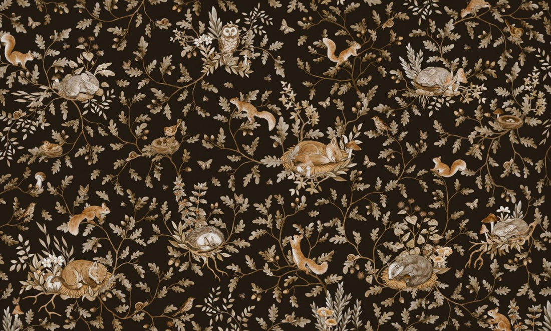 Wallpaper - Playful Woods - Vintage - Black (Pre - Order) - LPM Home