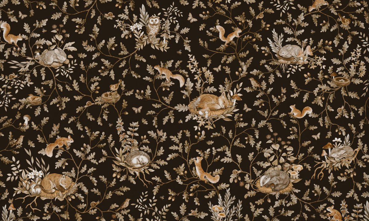 Wallpaper - Playful Woods - Vintage - Black (Pre - Order) - LPM Home