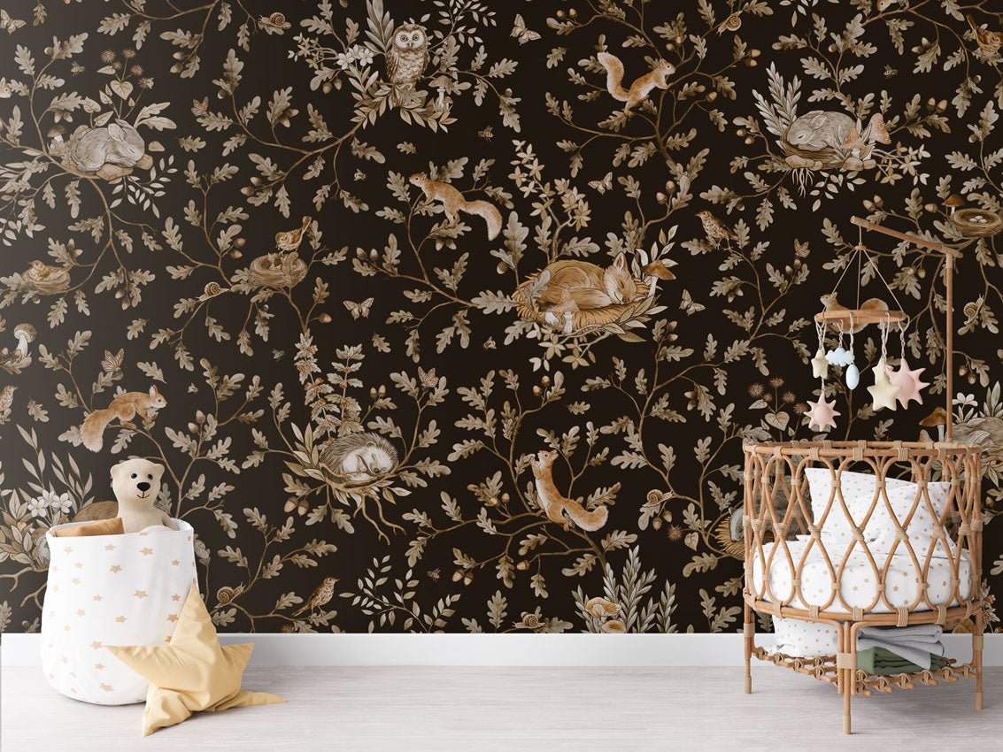 Wallpaper - Playful Woods - Vintage - Black (Pre - Order) - LPM Home