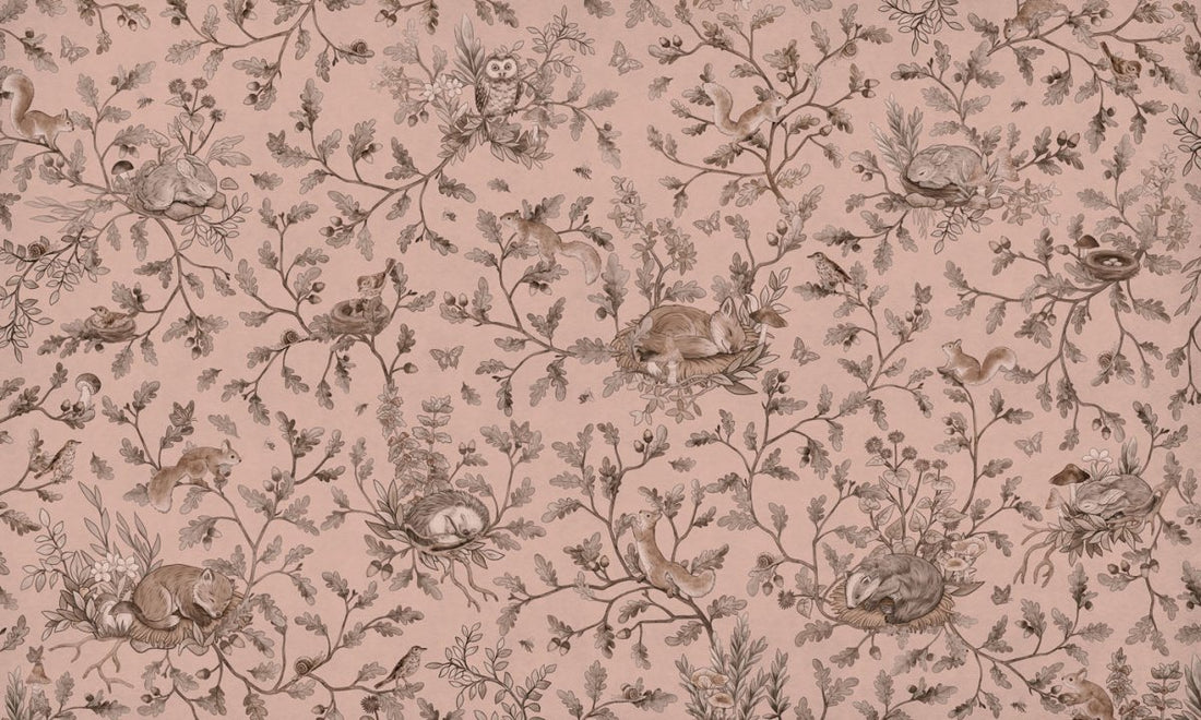 Wallpaper - Playful Woods - Monochrome Pink (Pre - Order) - LPM Home