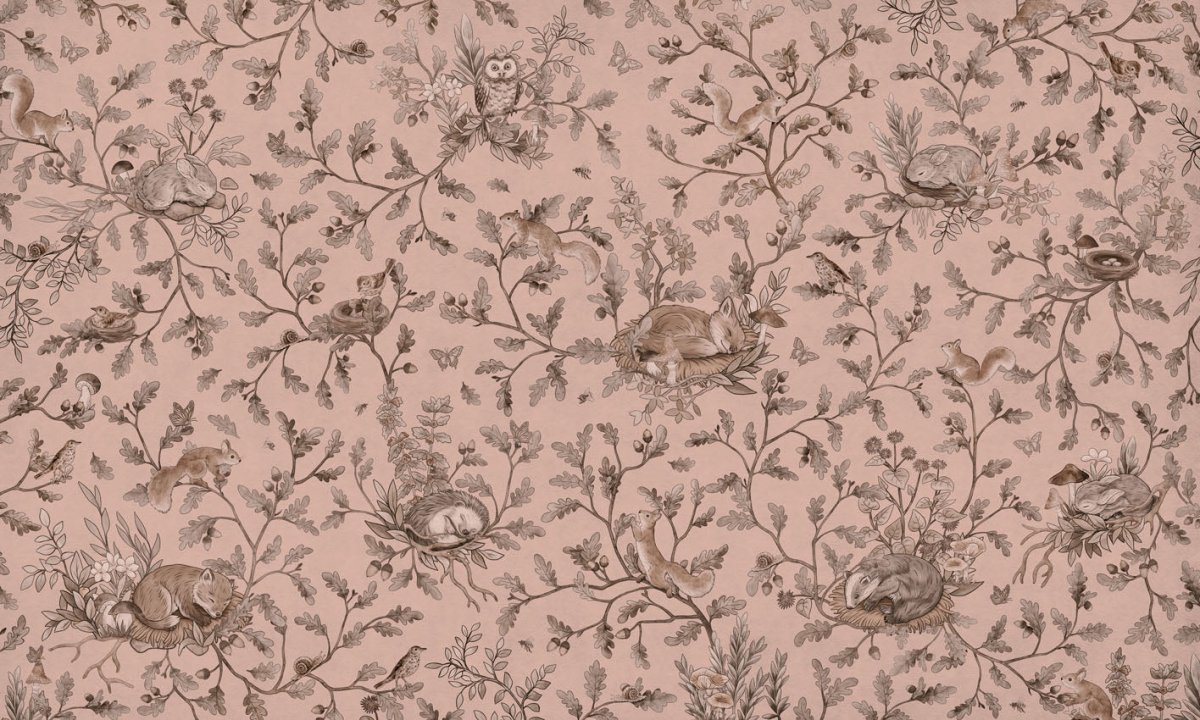 Wallpaper - Playful Woods - Monochrome Pink (Pre - Order) - LPM Home