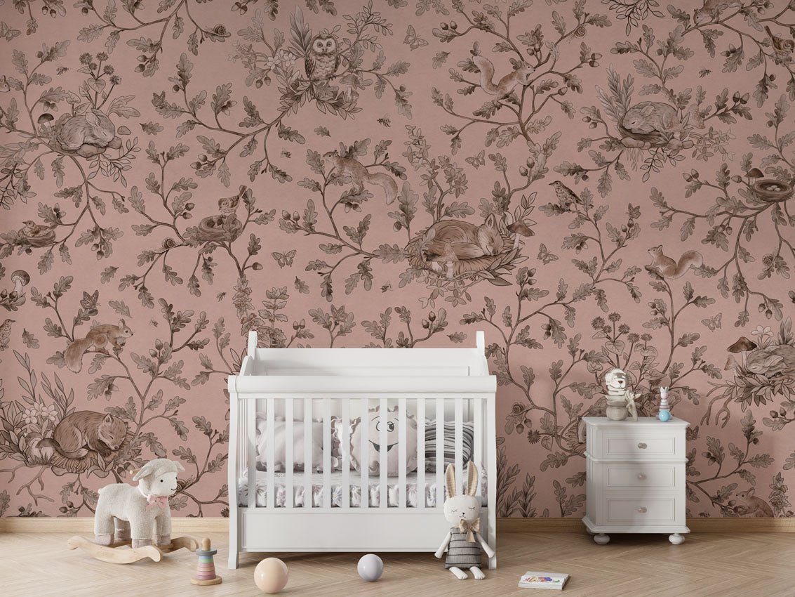 Wallpaper - Playful Woods - Monochrome Pink (Pre - Order) - LPM Home