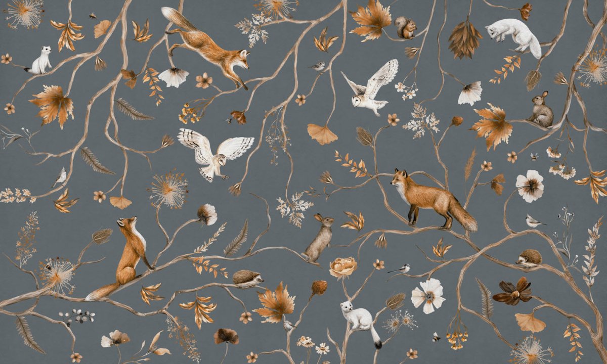 Wallpaper - Playful Forest - Blue (Pre - Order) - LPM Home