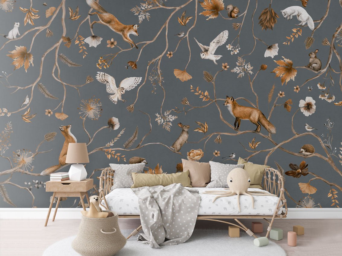 Wallpaper - Playful Forest - Blue (Pre - Order) - LPM Home