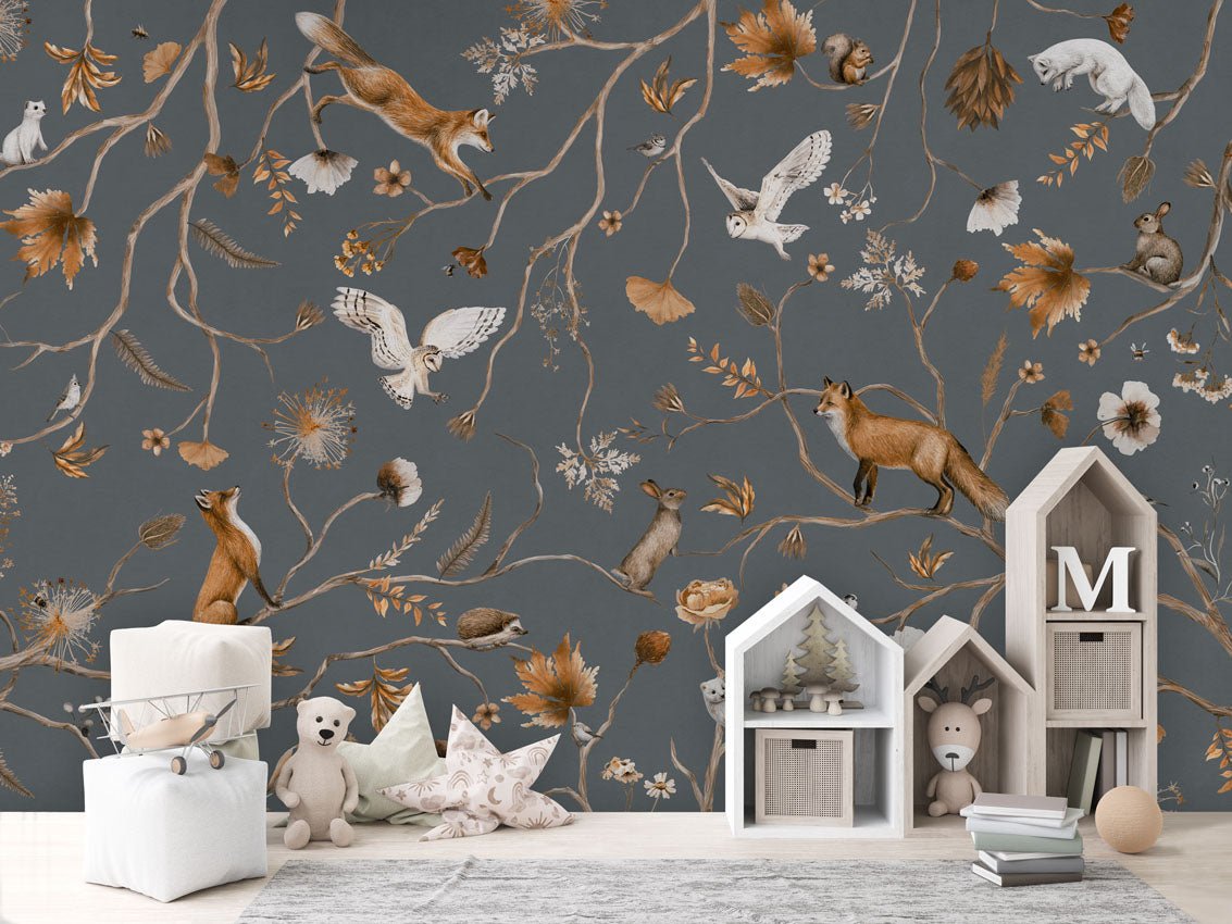 Wallpaper - Playful Forest - Blue (Pre - Order) - LPM Home