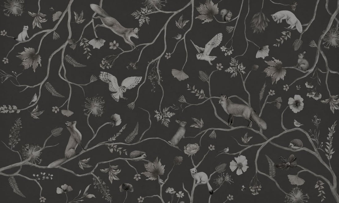 Wallpaper - Playful Forest - Monochrome - Black (Pre - Order) - LPM Home