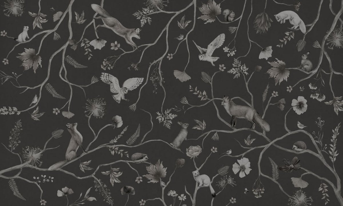 Wallpaper - Playful Forest - Monochrome - Black (Pre - Order) - LPM Home
