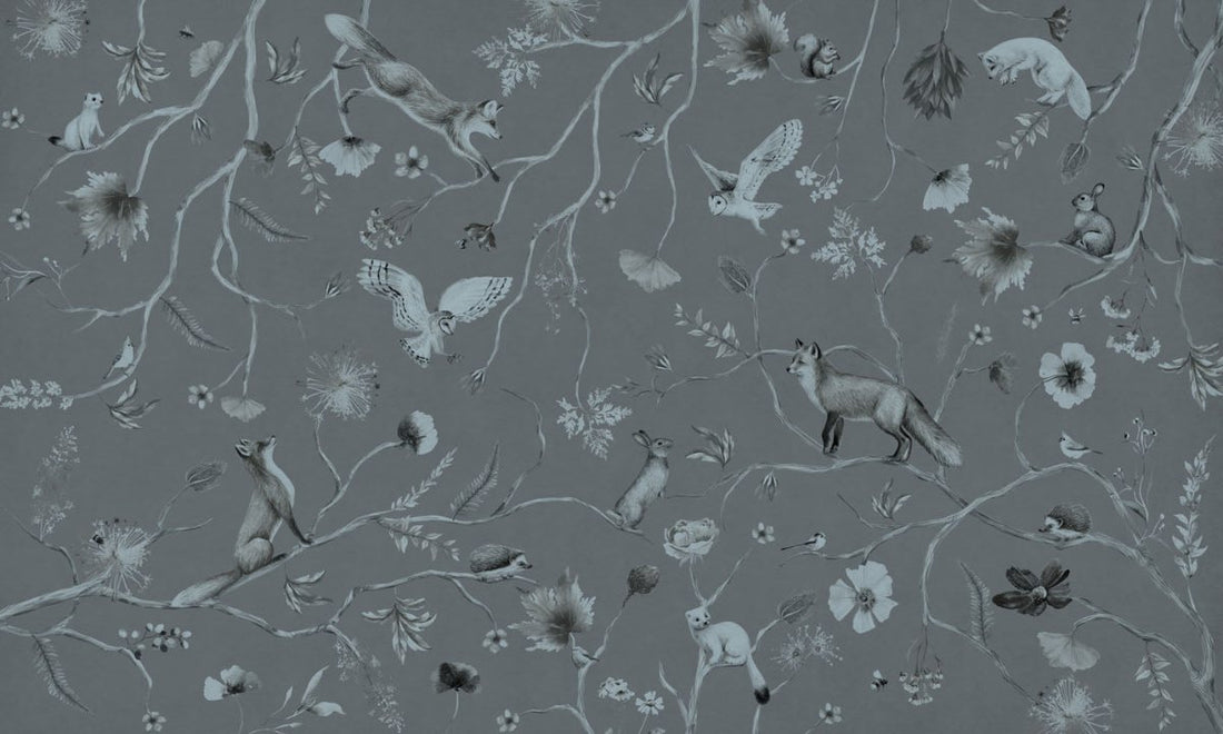 Wallpaper - Playful Forest - Monochrome - Blue (Pre - Order) - LPM Home