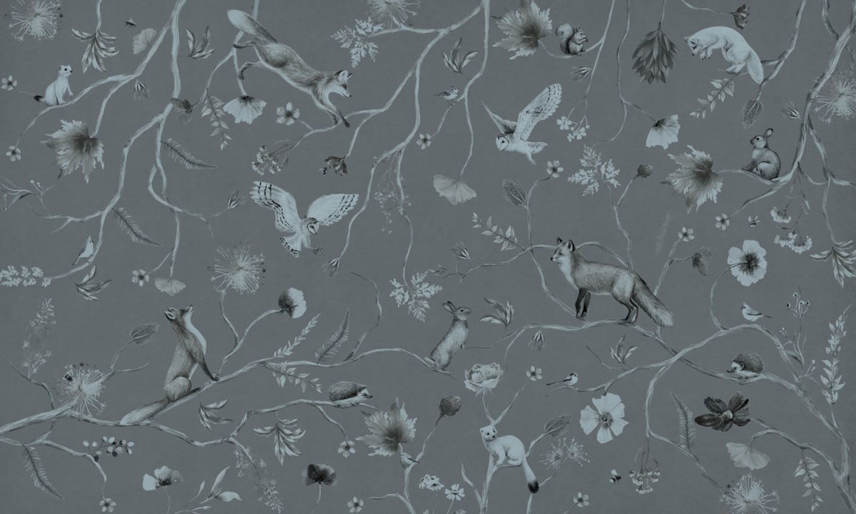 Wallpaper - Playful Forest - Monochrome - Blue (Pre - Order) - LPM Home