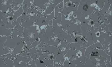 Wallpaper - Playful Forest - Monochrome - Blue (Pre - Order) - LPM Home