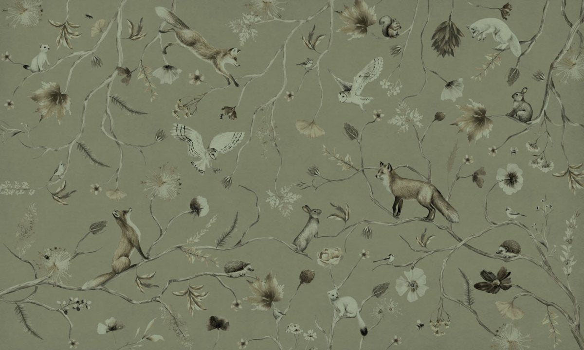 Wallpaper - Playful Forest - Monochrome - Green (Pre - Order) - LPM Home