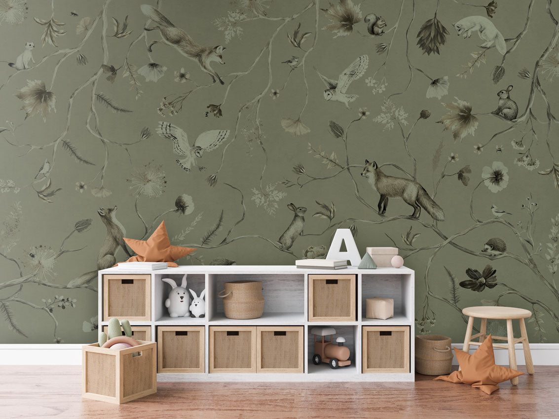 Wallpaper - Playful Forest - Monochrome - Green (Pre - Order) - LPM Home
