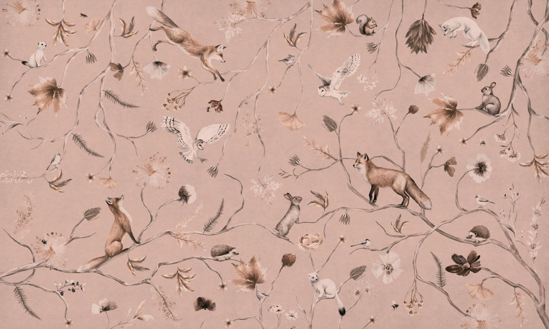 Wallpaper - Playful Forest - Monochrome - Pink (Pre - Order) - LPM Home