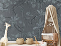 Wallpaper - Playful Monkeys - Monochrome - Blue (Pre - Order) - LPM Home