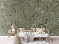 Wallpaper - Playful Monkeys - Monochrome - Green (Pre - Order) - LPM Home