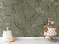 Wallpaper - Playful Monkeys - Monochrome - Green (Pre - Order) - LPM Home