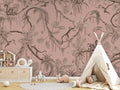 Wallpaper - Playful Monkeys - Monochrome - Pink (Pre - Order) - LPM Home