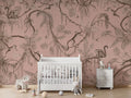 Wallpaper - Playful Monkeys - Monochrome - Pink (Pre - Order) - LPM Home