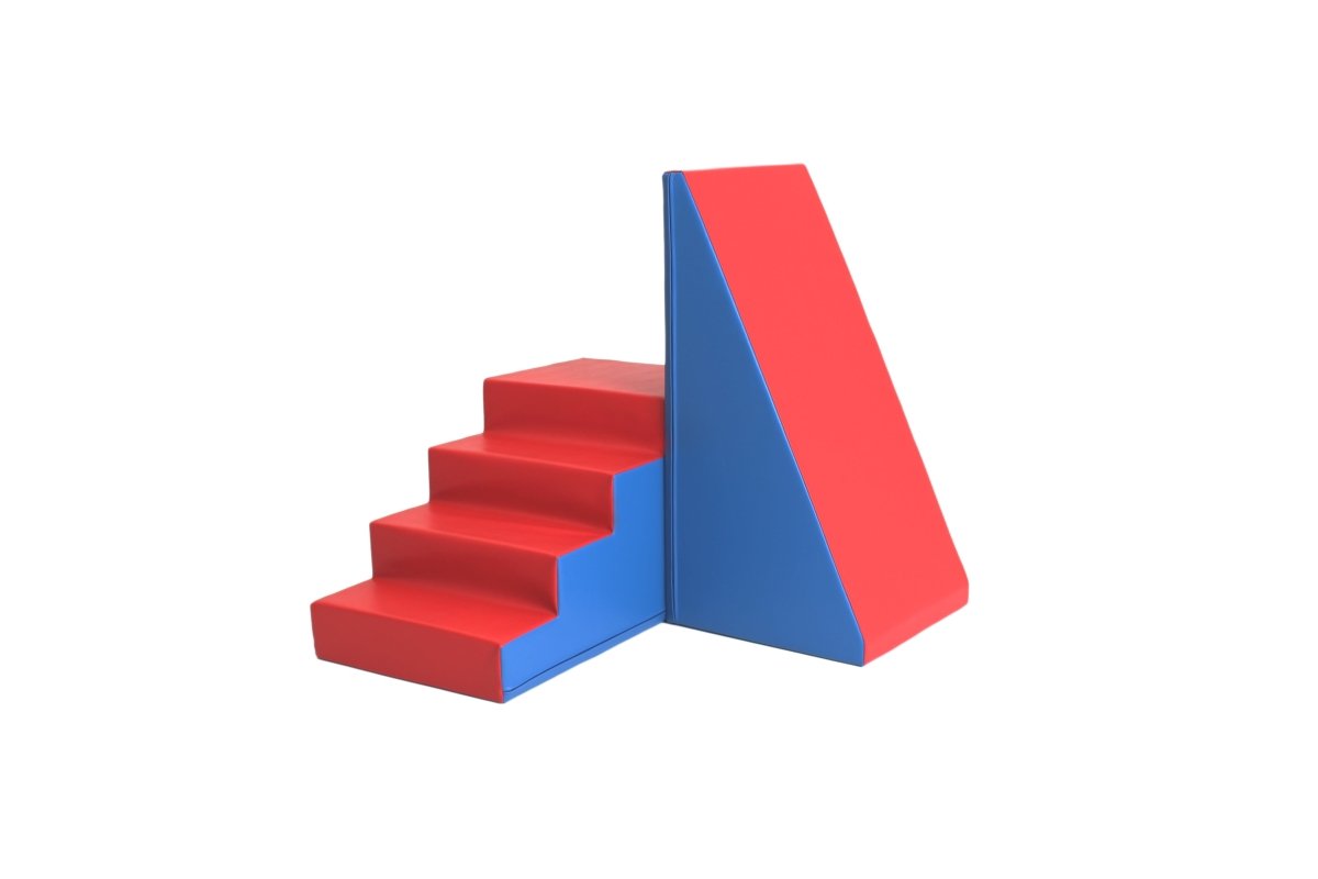 Mega Fun Slider Soft Play Step and Slide Set, Blue/Red (Pre - Order) - Le Petit Marché Home Furniture