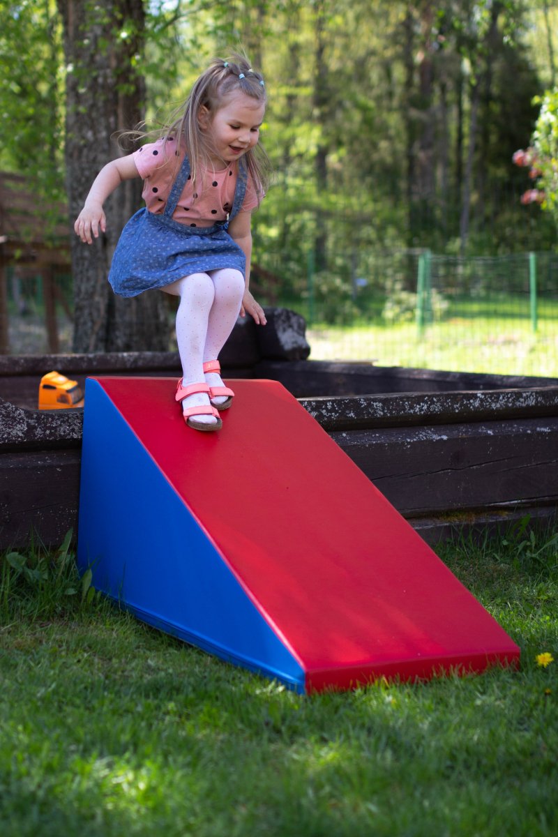 Mega Fun Slider Soft Play Step and Slide Set, Blue/Red (Pre - Order) - Le Petit Marché Home Furniture