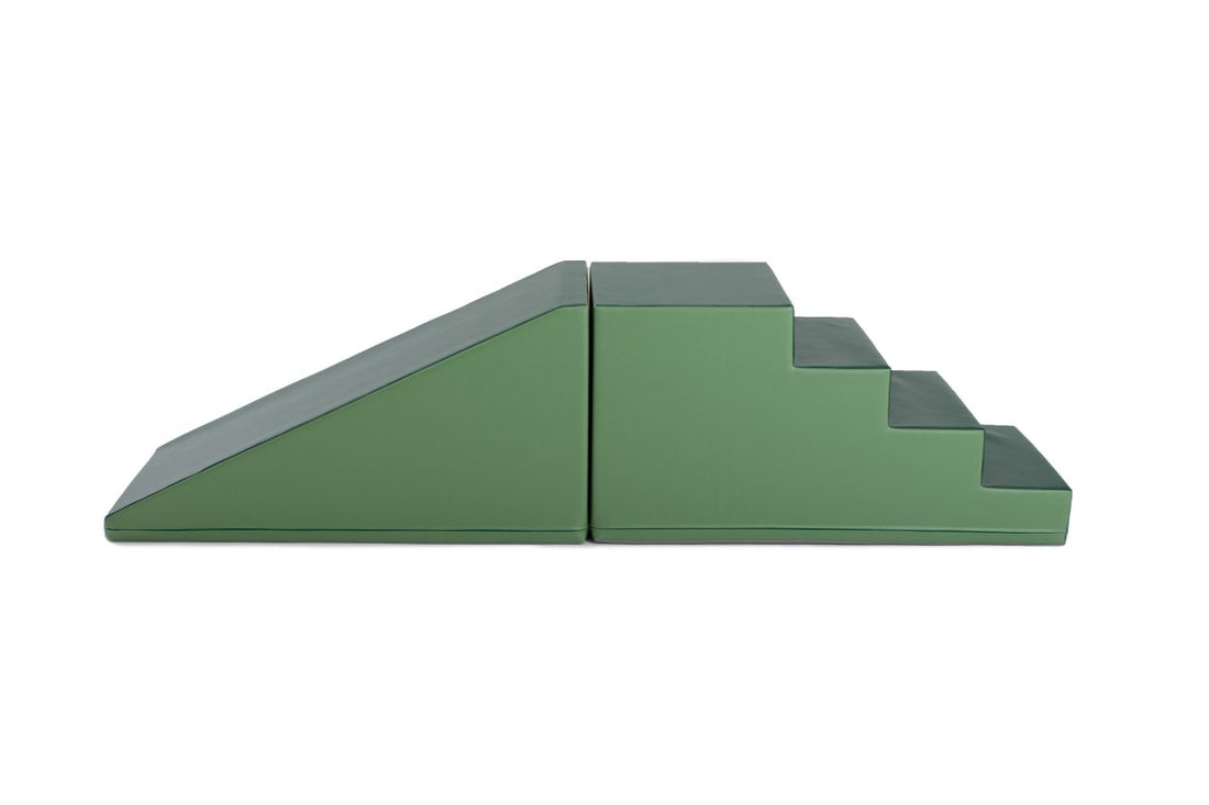 Mega Fun Slider Soft Play Step and Slide Set, Reseda Green/ Pine Green (Pre - Order) - Le Petit Marché Home Furniture