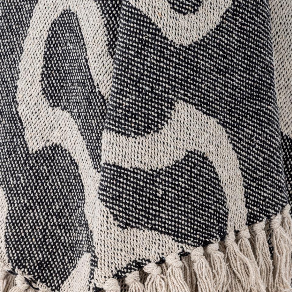 Throw Salobre, Black, Recycled Cotton - Le Petit Marché Home Furniture