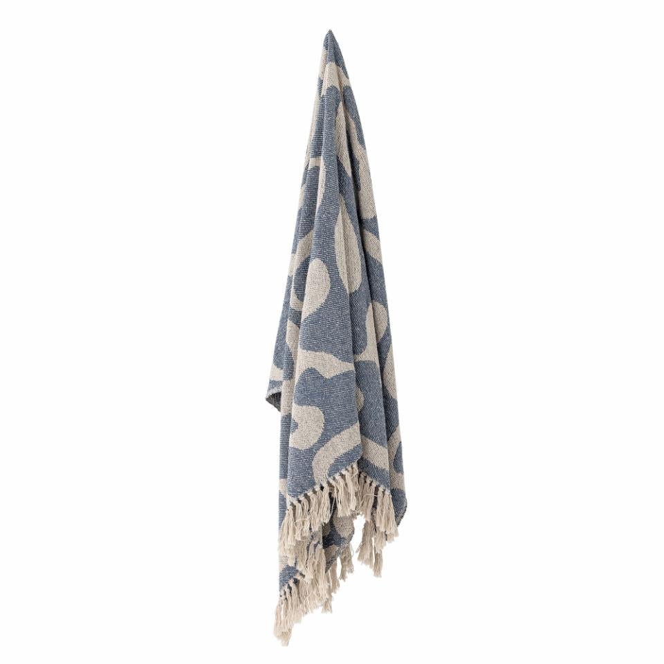 Throw Salobre, Blue, Recycled Cotton - Le Petit Marché Home Furniture