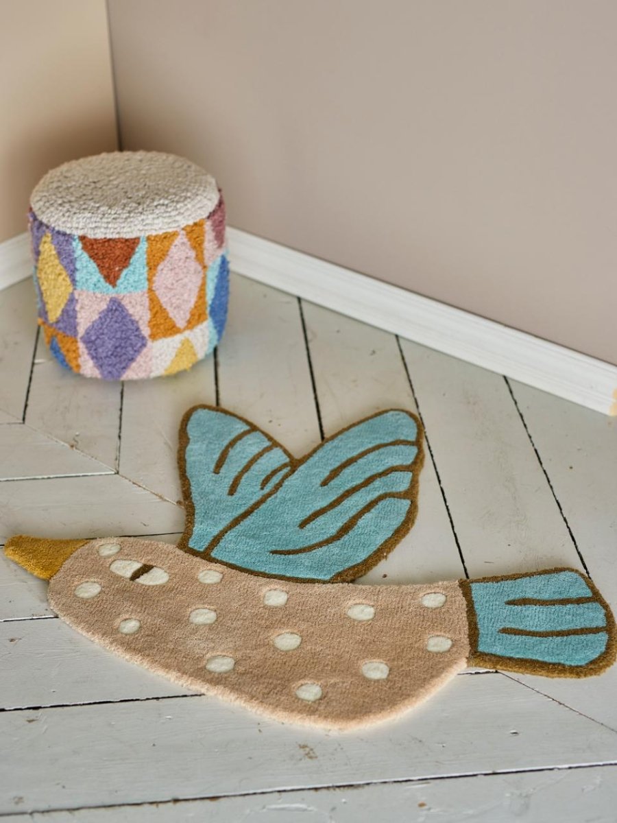 Rug Bird Blue Jay, Blue, Wool - Le Petit Marché Home Furniture