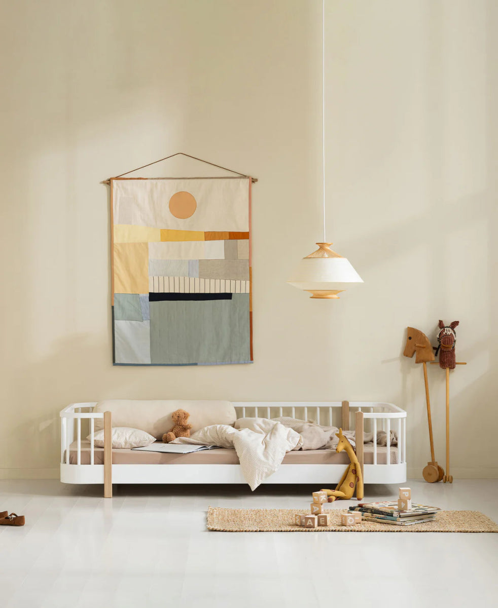 Wood Original Floor Bed, White/Oak - Le Petit Marché Home Furniture