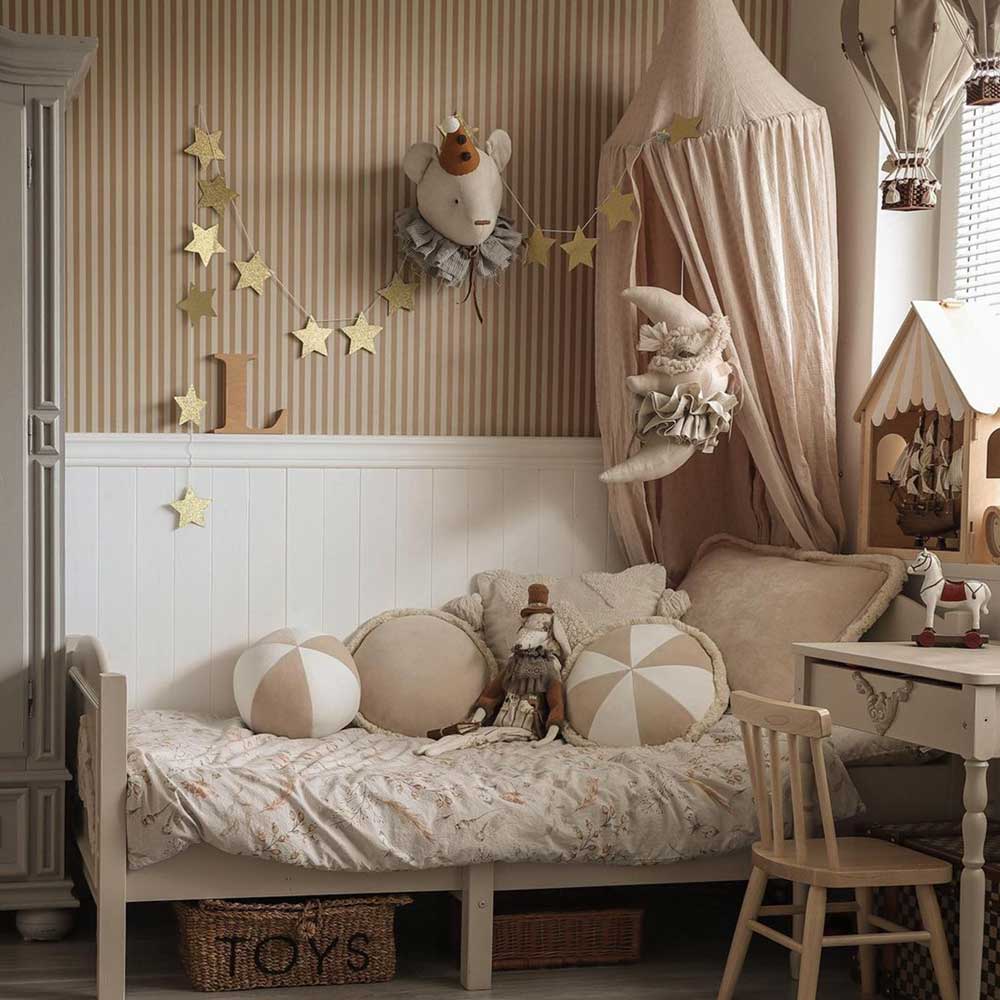 Wallpaper - Simple Vintage Stripes Beige Brown - Le Petit Marché Home Furniture