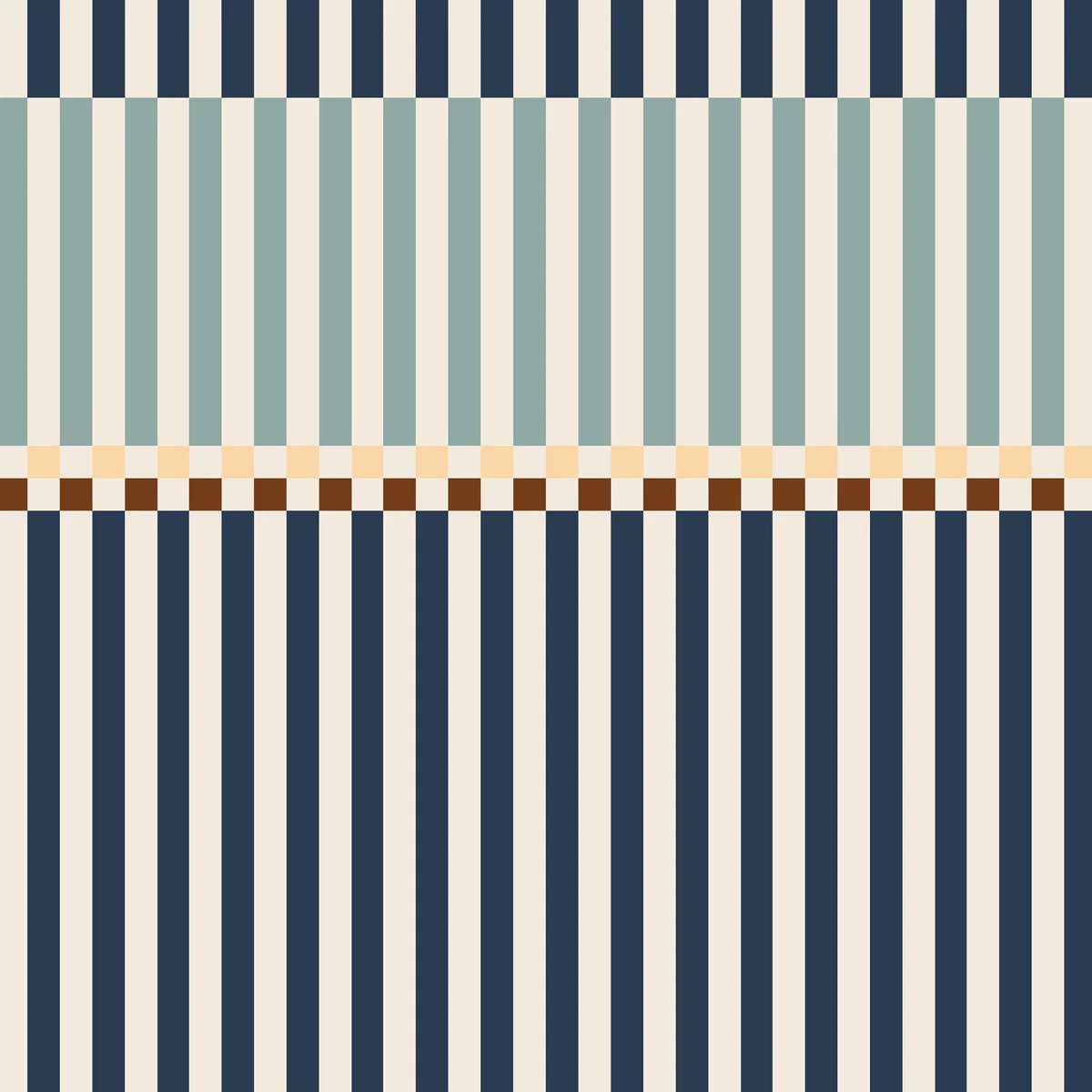 Wallpaper - Stripes Happy 2 Colours Navy Blue and Mint - Le Petit Marché Home Furniture