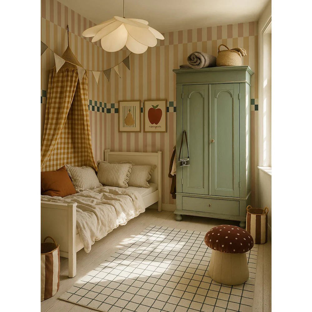 Wallpaper - Stripes Happy Cherry Pink and Sunny Yellow - Le Petit Marché Home Furniture