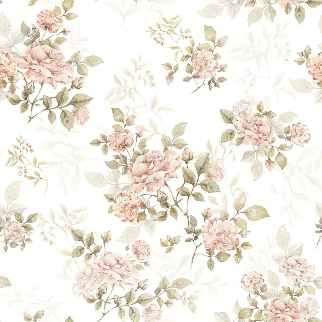 Wallpaper - Vintage Rose Pattern - Le Petit Marché Home Furniture