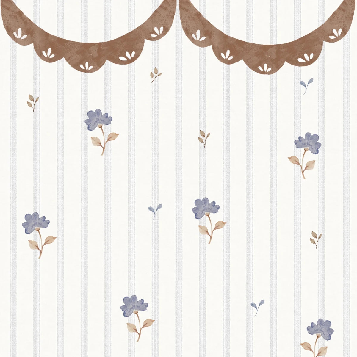 Wallpaper - Delicate retro flowers with ornament (Pre - Order) - LPM Home