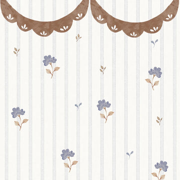 Wallpaper - Delicate retro flowers with ornament (Pre - Order) - LPM Home