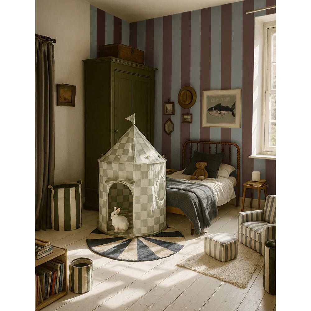 Wallpaper - Wide Stripes Classy Brown and Misty Blue - Le Petit Marché Home Furniture