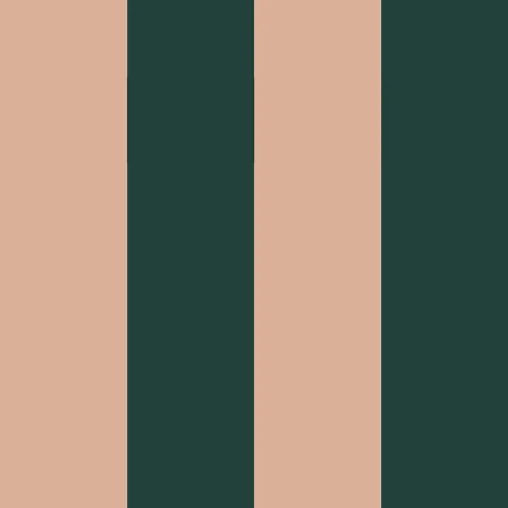 Wallpaper - Wide Stripes Royal Green and Pink - Le Petit Marché Home Furniture